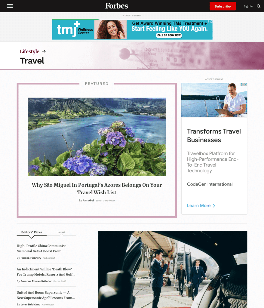 screenshot of an advertisement on the Forbes website